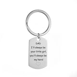 Dad Stainless Steel Engraved Message Dog Tag Keychain