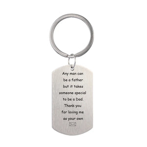 Dad Stainless Steel Engraved Message Dog Tag Keychain