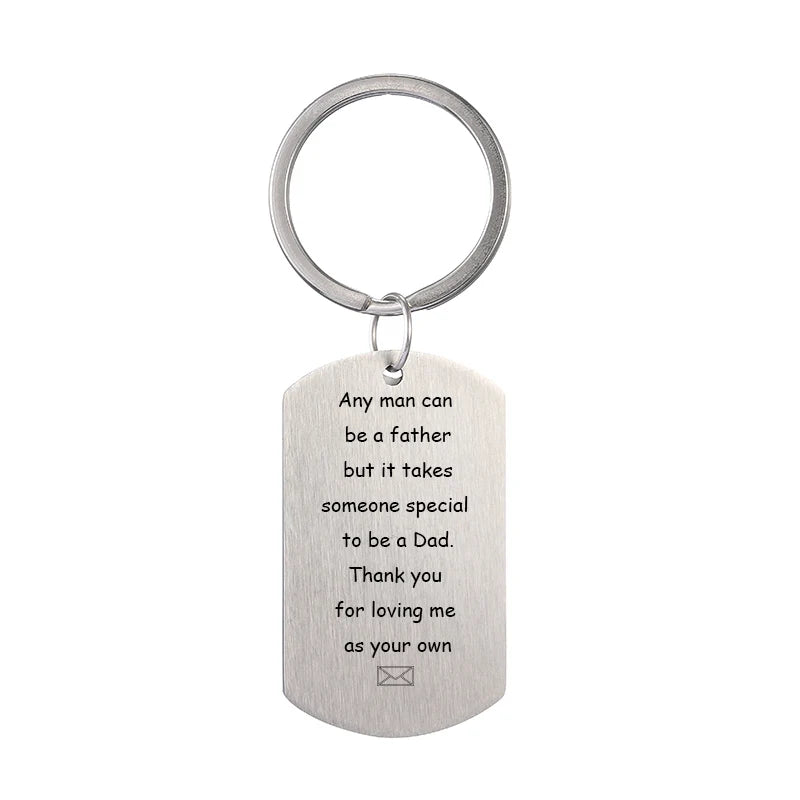 Dad Stainless Steel Engraved Message Dog Tag Keychain
