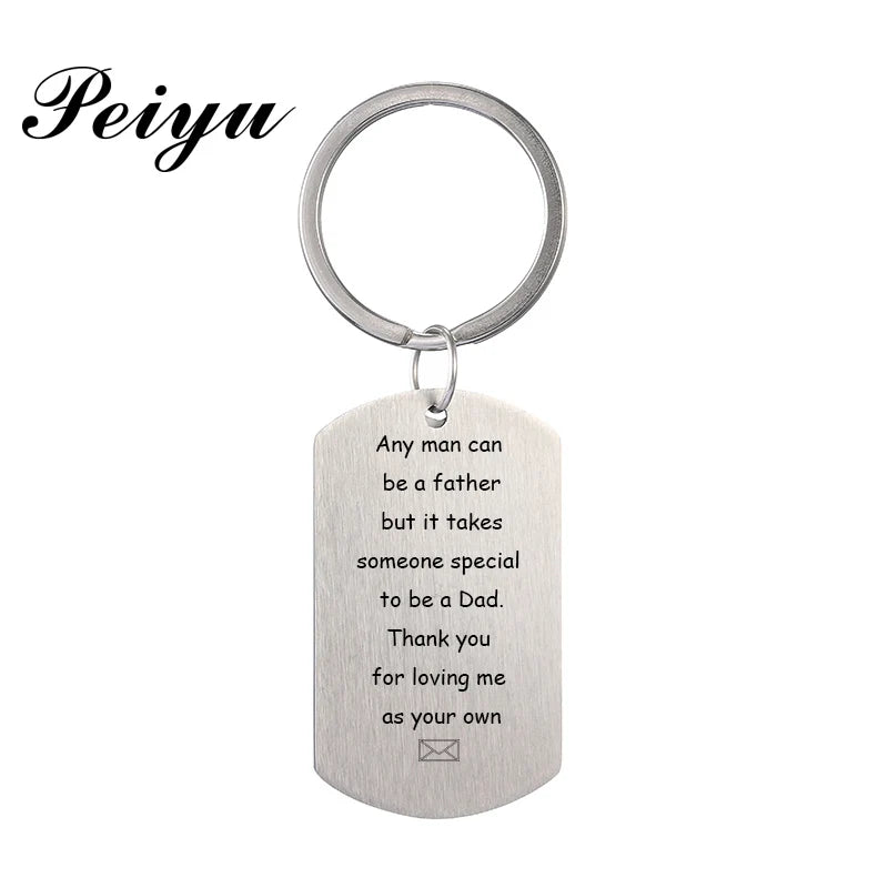 Dad Stainless Steel Engraved Message Dog Tag Keychain