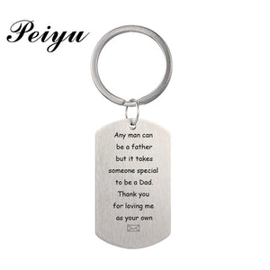 Dad Stainless Steel Engraved Message Dog Tag Keychain