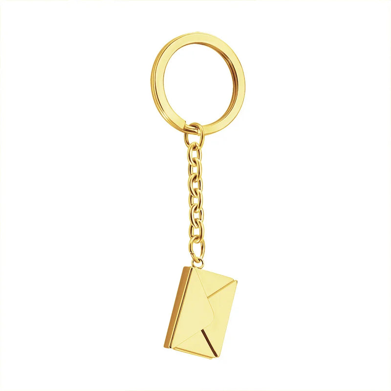 Personalized Envelope Wallet Key Chain Stainless Steel Jewelry Gift