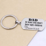 Personalized Kid Name Keychain for Father: DAD, Ugly Child Joke