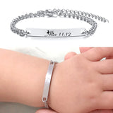 Personalized Kids Baby Chain Bracelet Stainless Steel Silver Engrave Name