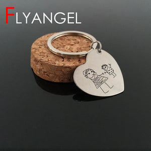 Custom Kids Drawing Keychain Engraved Baby Artwork Charm Key Holder