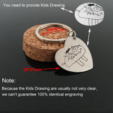 Custom Kids Drawing Keychain Engraved Baby Artwork Charm Key Holder