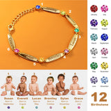 Kids Name Bracelet with Birthstones - Engraved Letters, Mother's Gift