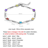 Kids Name Bracelet with Birthstones - Engraved Letters, Mother's Gift