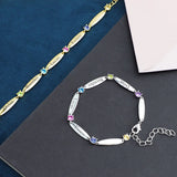 Kids Name Bracelet with Birthstones - Engraved Letters, Mother's Gift