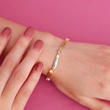 Kids Name Bracelet with Birthstones - Engraved Letters, Mother's Gift