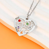 Personalized Kids Names Heart Pendant Necklace Birthstone Necklace