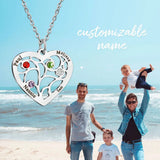 Personalized Kids Names Heart Pendant Necklace Birthstone Necklace
