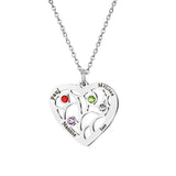 Personalized Kids Names Heart Pendant Necklace Birthstone Necklace