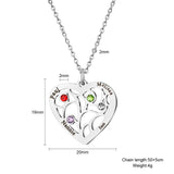 Personalized Kids Names Heart Pendant Necklace Birthstone Necklace