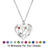 Personalized Kids Names Heart Pendant Necklace Birthstone Necklace
