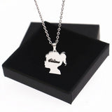 Personalized Kids Names Necklace Child Face Silhouette Pendant