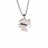 Personalized Kids Names Necklace Child Face Silhouette Pendant
