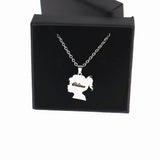 Personalized Kids Names Necklace Child Face Silhouette Pendant