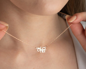 Personalized Hangul Name Necklace, Stainless Steel, Custom Nameplate