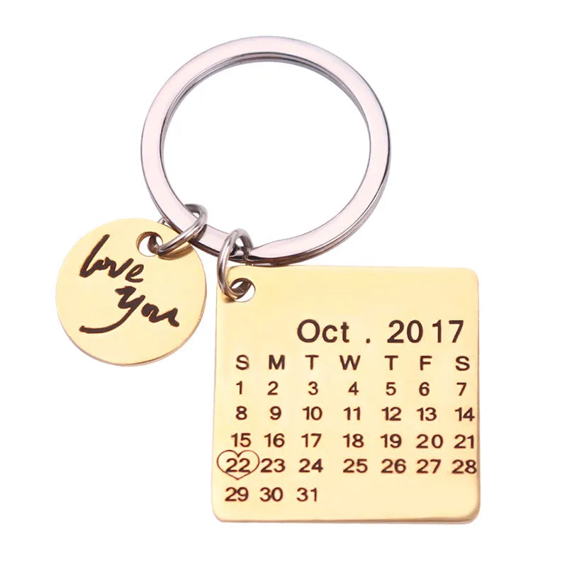 Personalized Laser Printing Calendar Keychain Wedding Date Special Keyring