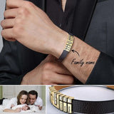 Custom Leather Bracelet- Personalized Gift for Him -Name Beads Men Bracelet