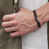 Personalized Leather Bracelet, Men's Engraved Bracelet