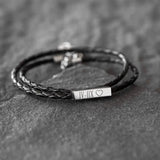 Personalized Leather Bracelet, Men's Engraved Bracelet