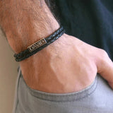 Personalized Leather Bracelet, Men's Engraved Bracelet