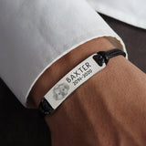 Personalized Leather Bracelet Pet Portrait For Men Cat Memorial Gift