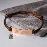 Personalized Leather Bracelet Pet Portrait For Men Cat Memorial Gift