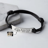 Personalized Leather Bracelet Pet Portrait For Men Cat Memorial Gift
