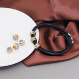 Engravable Leather Bracelet with Rotating Beads