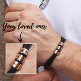 Engravable Leather Bracelet with Rotating Beads