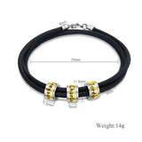 Engravable Leather Bracelet with Rotating Beads