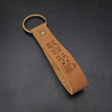 Custom Leather Coordinate Keychain Housewarming Anniversary Gift