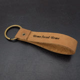 Custom Leather Coordinate Keychain Housewarming Anniversary Gift