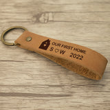 Personalized Leather Keychain Couple House Gift Fathers Gift