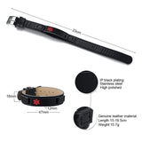 Leather Medical Alert ID Bracelet DIABETES Allergy Emergency Reminder
