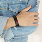 Leather Medical Alert ID Bracelet DIABETES Allergy Emergency Reminder