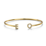 Personalized Letter Bangle Zirconia Inlaid Bracelet 6mm Capital Letter Cuff