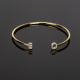 Personalized Letter Bangle Zirconia Inlaid Bracelet 6mm Capital Letter Cuff