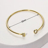 Personalized Letter Bangle Zirconia Inlaid Bracelet 6mm Capital Letter Cuff