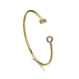 Personalized Letter Bangle Zirconia Inlaid Bracelet 6mm Capital Letter Cuff