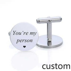 Personalized Letter Carved Men's Cufflinks Metal Suit Shirt Accessories