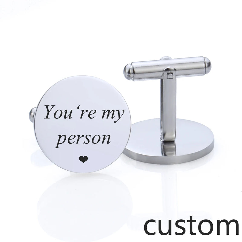 Personalized Letter Carved Men's Cufflinks Metal Suit Shirt Accessories