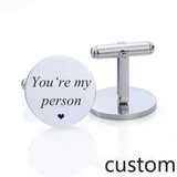 Personalized Letter Carved Men's Cufflinks Metal Suit Shirt Accessories