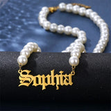 Custom Old English Font Necklace Plate Gift for Women