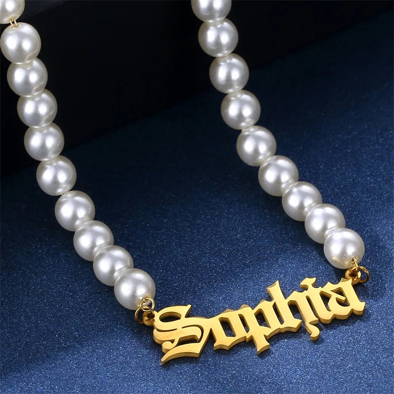 Custom Old English Font Necklace Plate Gift for Women