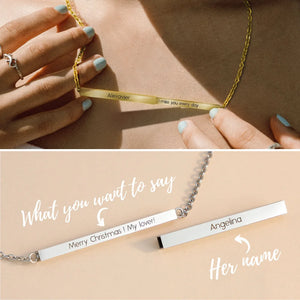 Custom Engraved Letter Hidden Pendants Bar Necklace for Women