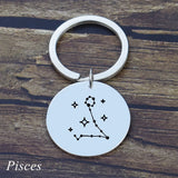 Personalized Zodiac Sign Keychain Engraved Stainless Steel Key Holder